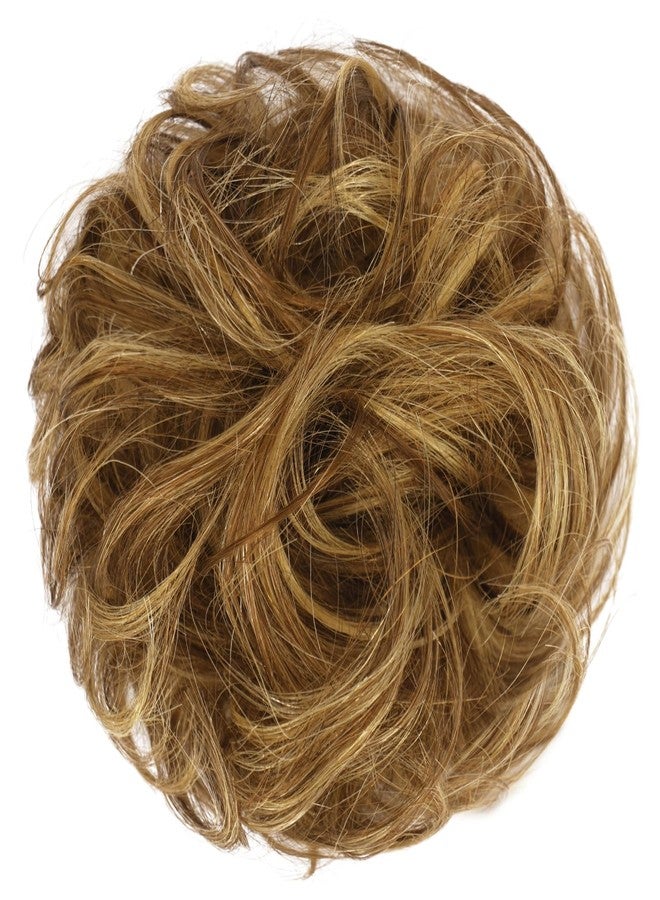 FESHFEN Human Messy Buns - 100% Human Hair Bun Real Scrunchies Hair Pieces Ponytail Extensions Wavy Tousled Updo Chignon Hairpieces for Women，Light Brown Mixed Blonde - Image 2